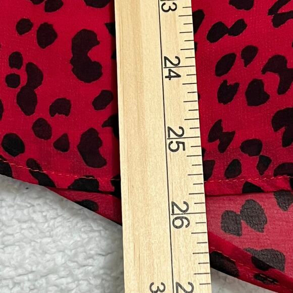 Chico’s Women Blouse Sz 3(16-18) Red/Black Chiffon Balloon Sleeves Holidays - Picture 10 of 10